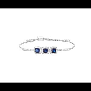 Sterling Silver Blue & White Sapphire Bracelet